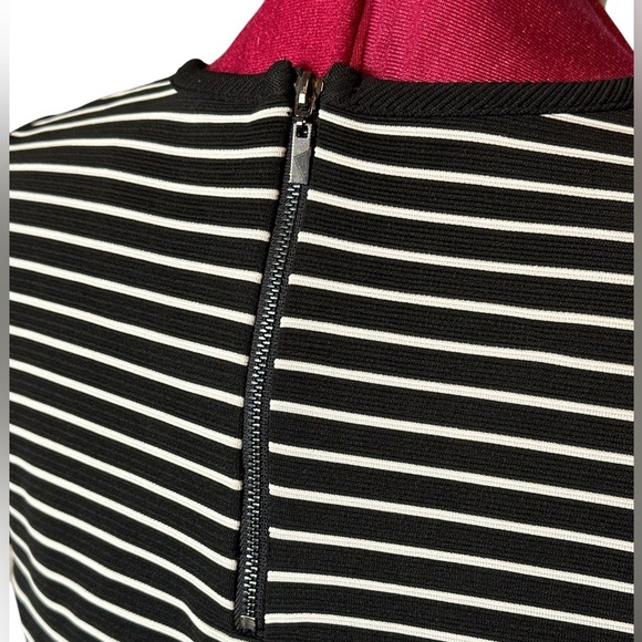 Kensie classic crew neck black white stripe shortsleeved structured top - Picture 5 of 9